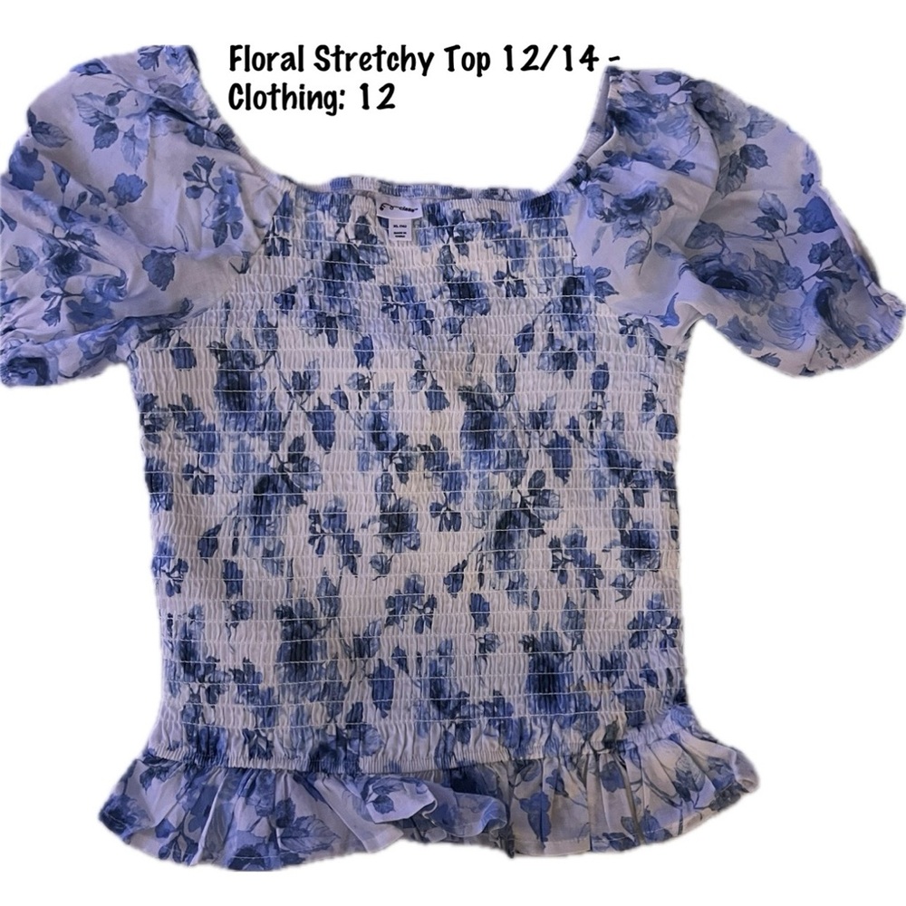 Blue Floral Stretchy Top